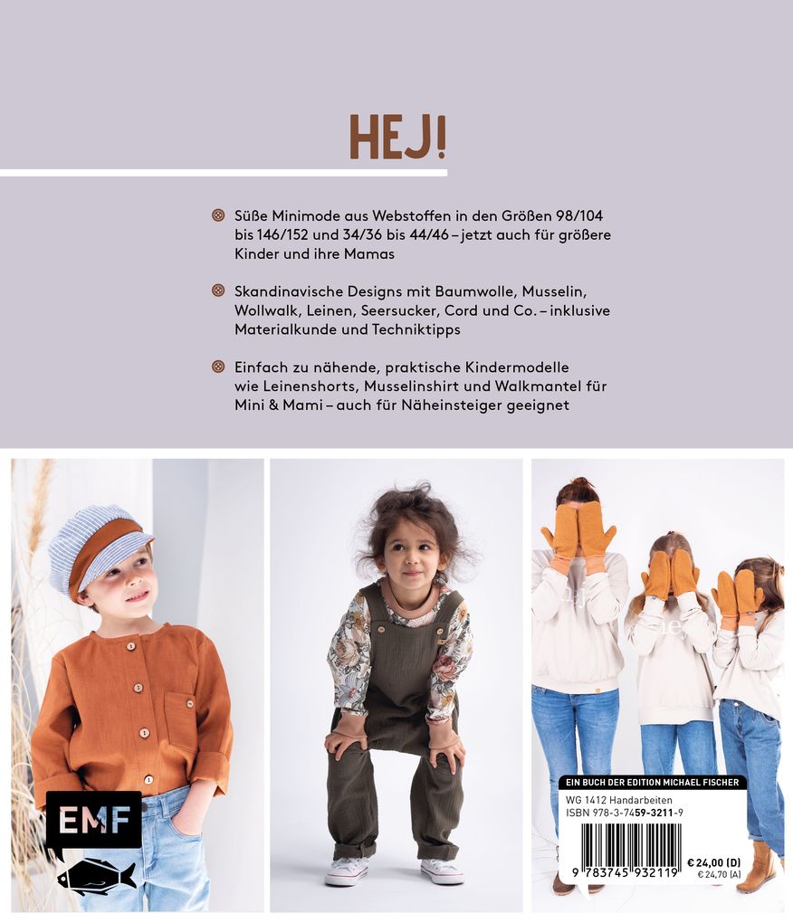 Weitere Ansicht: Hej. Minimode - Kleidung nähen für Kinder. Mit digitalen Schnitten und Tipps zum Zuschnitt mit dem Beamer | JULESNaht