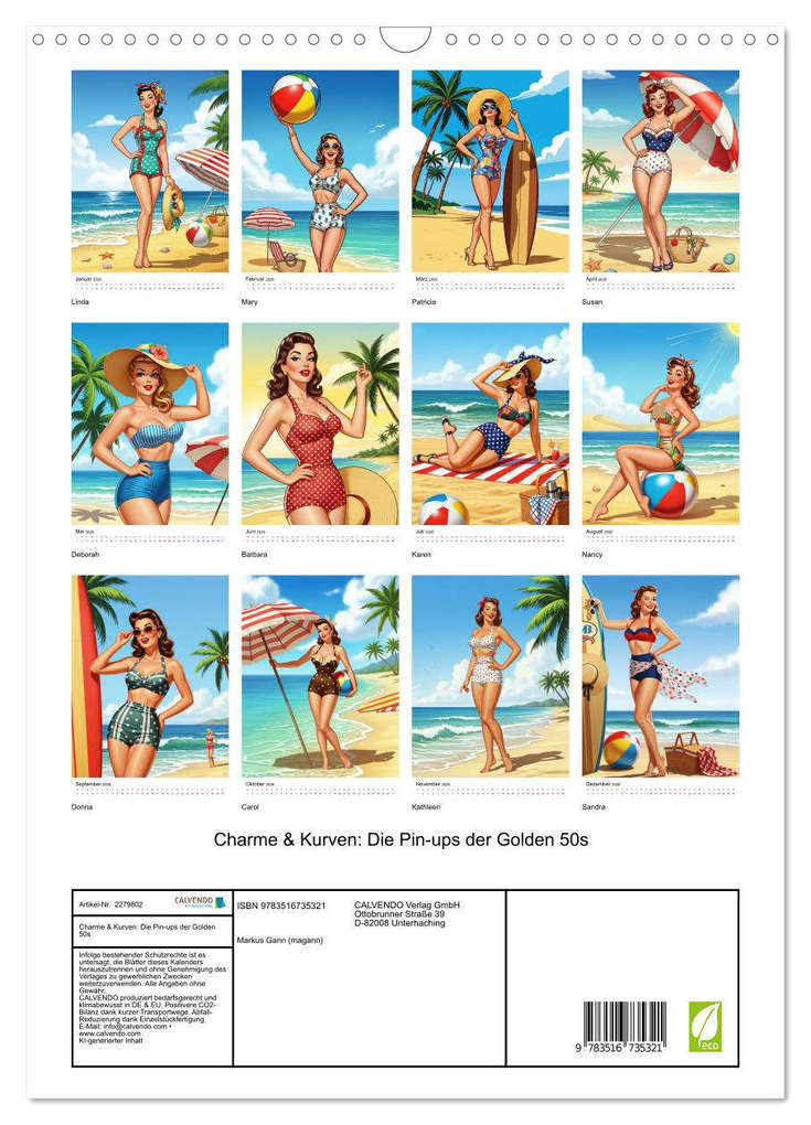 Weitere Ansicht: Charme & Kurven: Die Pin-ups der Golden 50s (Wandkalender 2026 DIN A3 hoch), CALVENDO Monatskalender | Markus Gann (magann), Calvendo