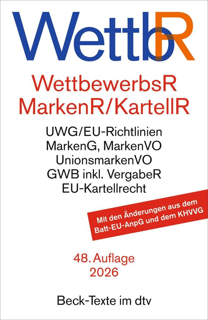 Produktbild: Wettbewerbsrecht, Markenrecht und Kartellrecht. WettbR