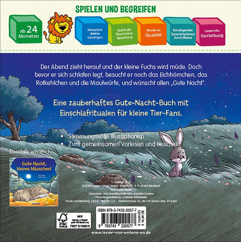 Weitere Ansicht: Gute Nacht, liebe Tierkinder! | Lena Walde