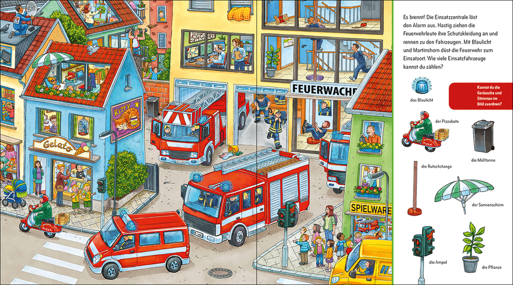 Weitere Ansicht: Suche und finde! Sound-Wimmelbuch - Feuerwehr
