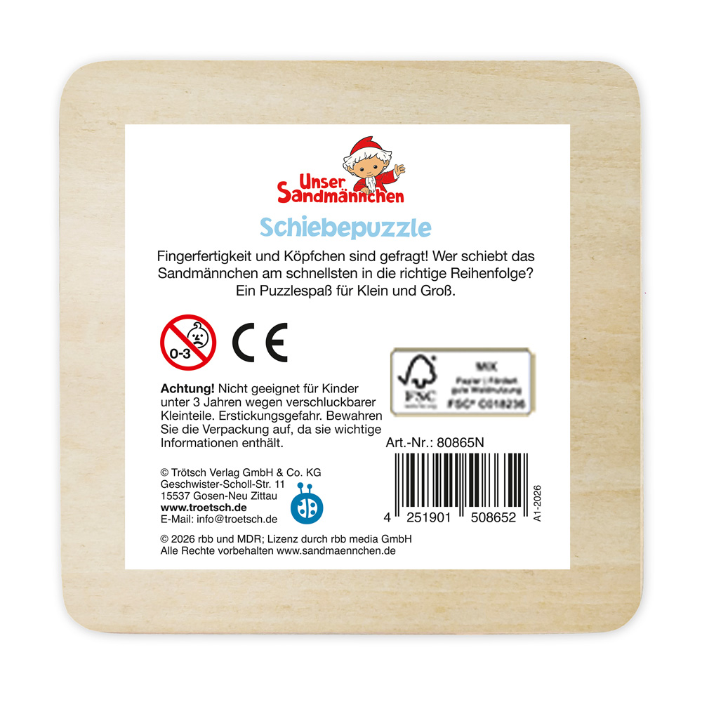 Weitere Ansicht: TRÖTSCH - Unser Sandmännchen Schiebepuzzle aus Holz