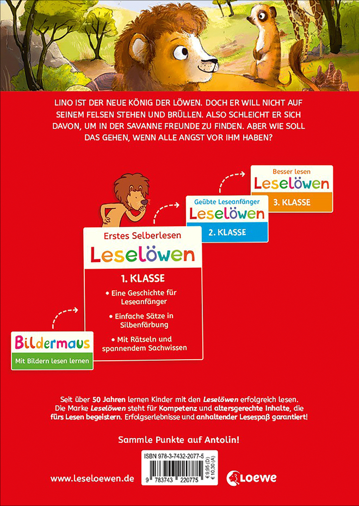 Weitere Ansicht: Leselöwen 1. Klasse - Ein Löwe findet Freunde (Großbuchstabenausgabe) | Gesa Neitzel