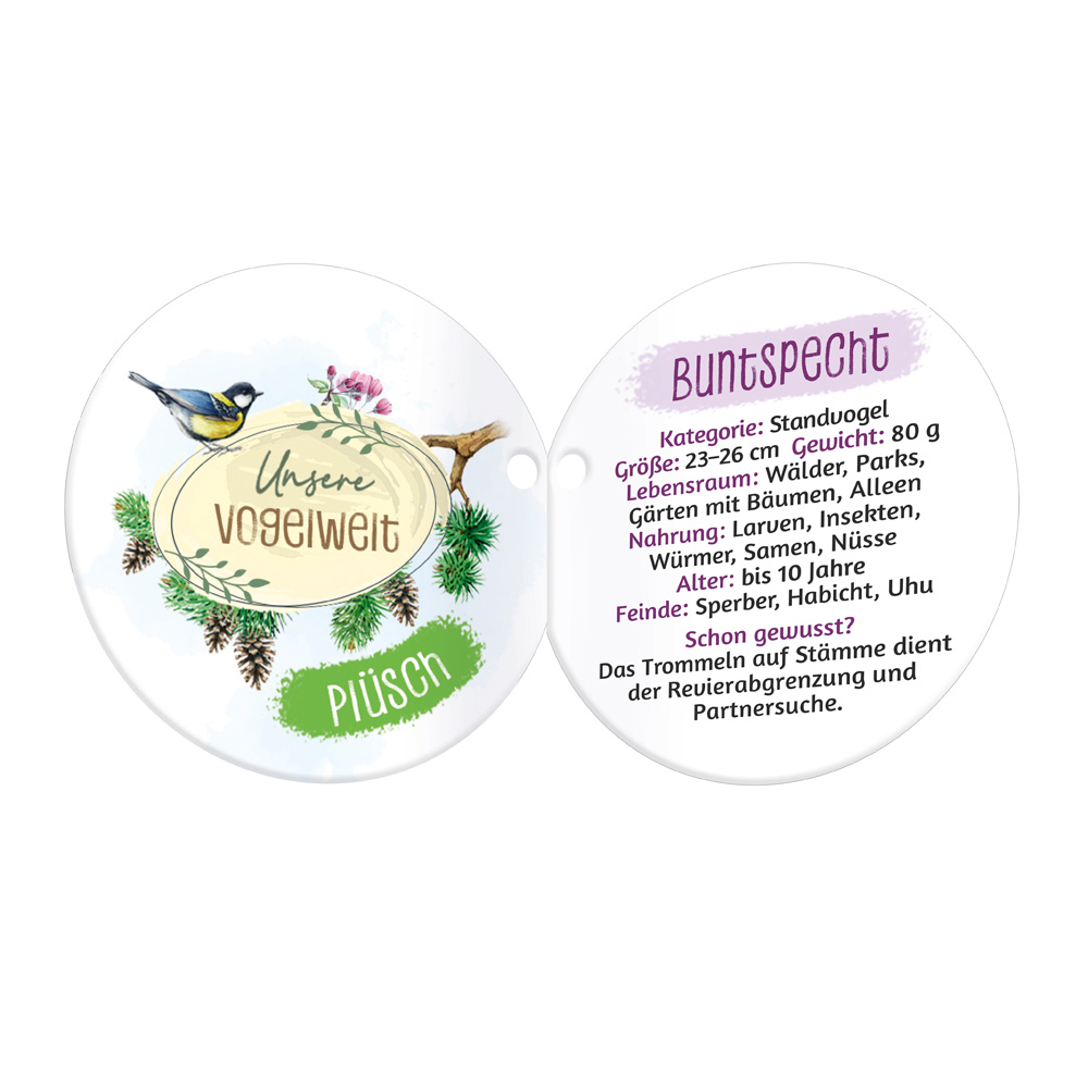 Weitere Ansicht: TRÖTSCH - Unsere Vogelwelt Plüsch Buntspecht 12 cm mit Karabiner