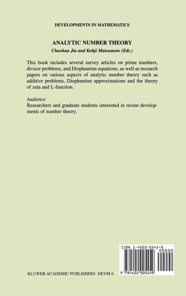 Weitere Ansicht: Analytic Number Theory