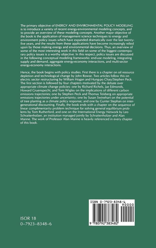 Weitere Ansicht: Energy and Environmental Policy Modeling | John Weyant