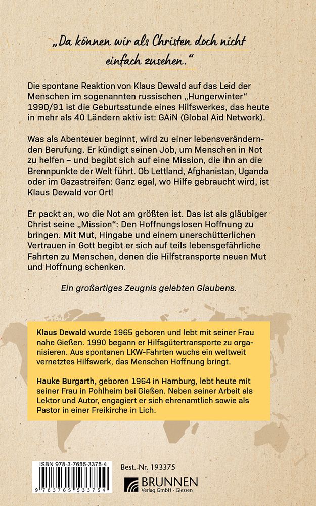 Weitere Ansicht: Ein Mann. Ein Leben. Ein Auftrag. | Klaus Dewald Global Aid Network e.V., Hauke Burgarth