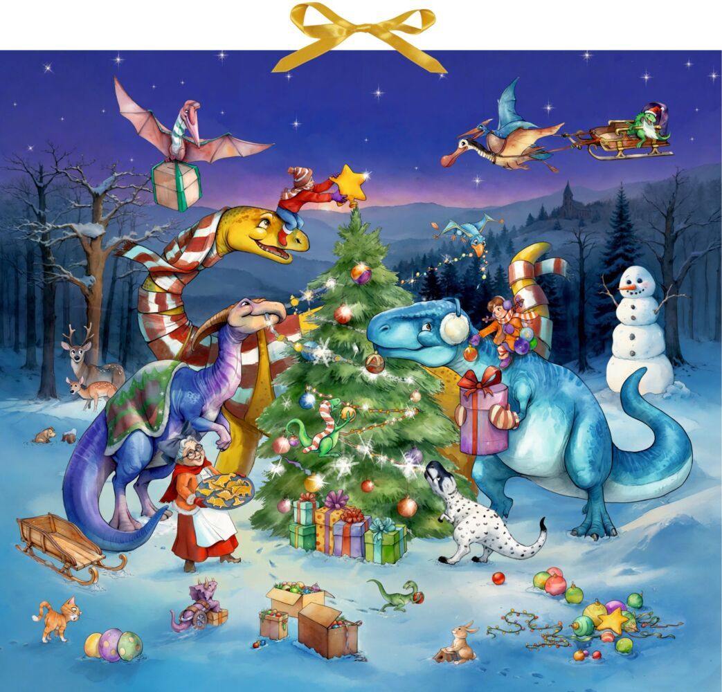 Produktbild: Wand-Adventskalender - Dinosaurier im Weihnachtsfieber