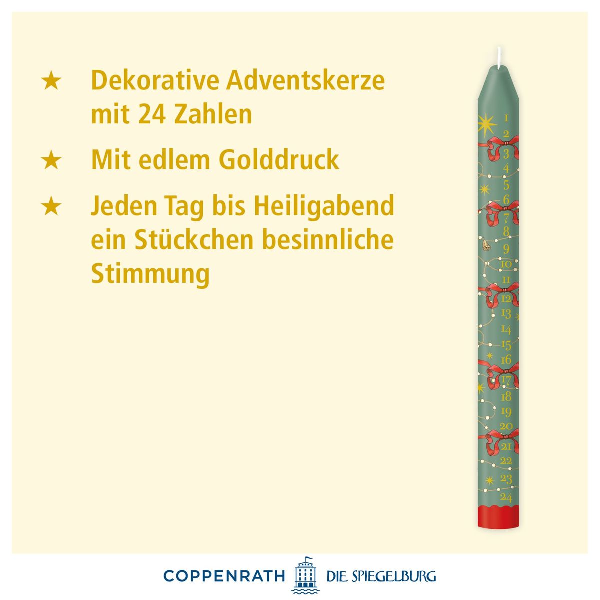 Weitere Ansicht: Adventskalender-Kerze - In den Herzen wird`s hell