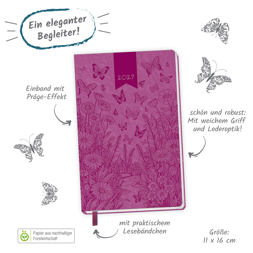 Weitere Ansicht: TRÖTSCH - Taschenkalender A6 Soft Touch Schmetterlinge 2027