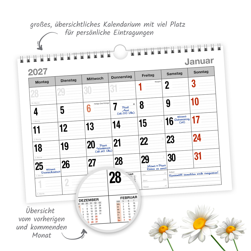 Weitere Ansicht: TRÖTSCH - Monatsterminer Monatsterminkalender 2027 mit Wire-O-Bindung