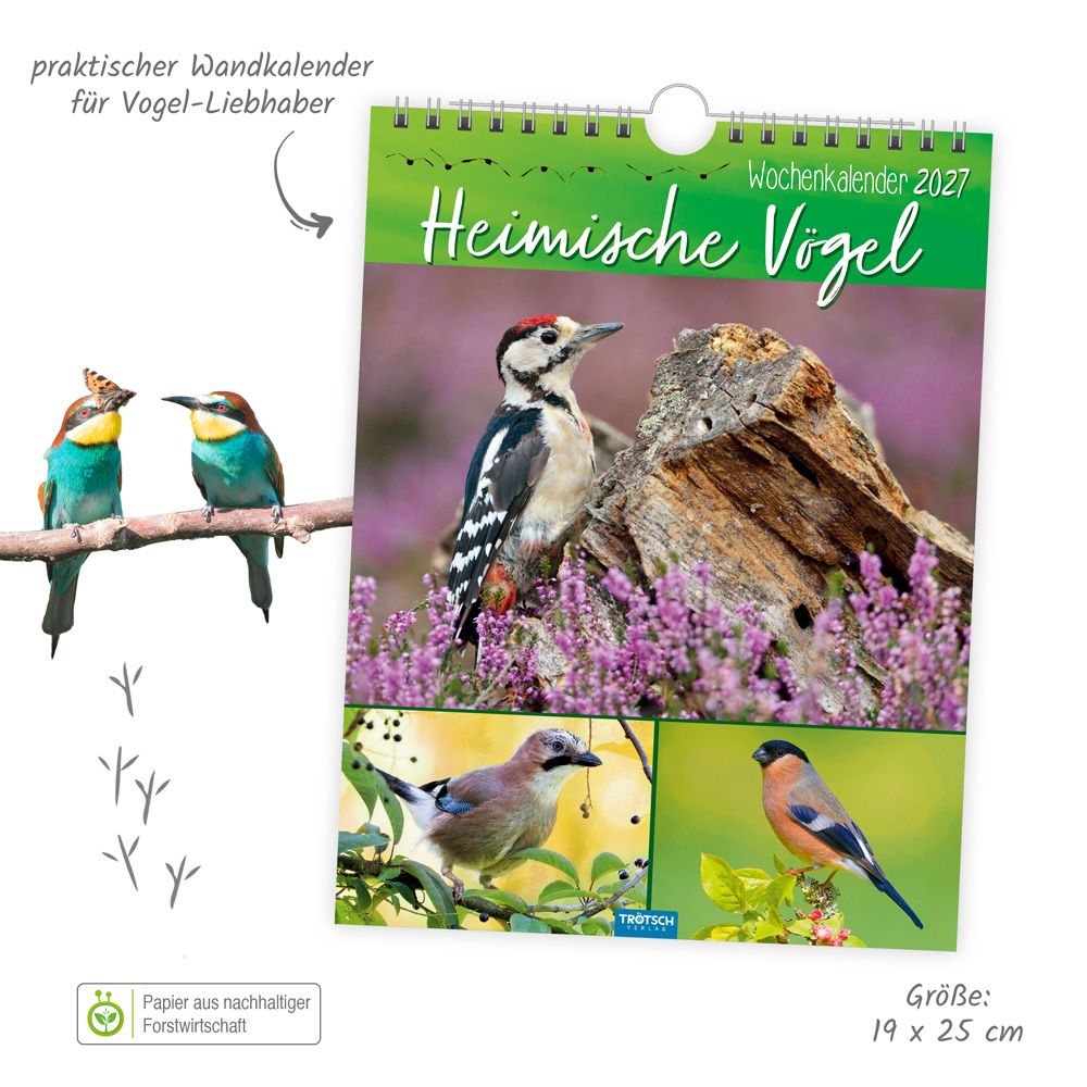 Weitere Ansicht: TRÖTSCH - Wochenkalender zum Hängen Heimische Vögel 2027