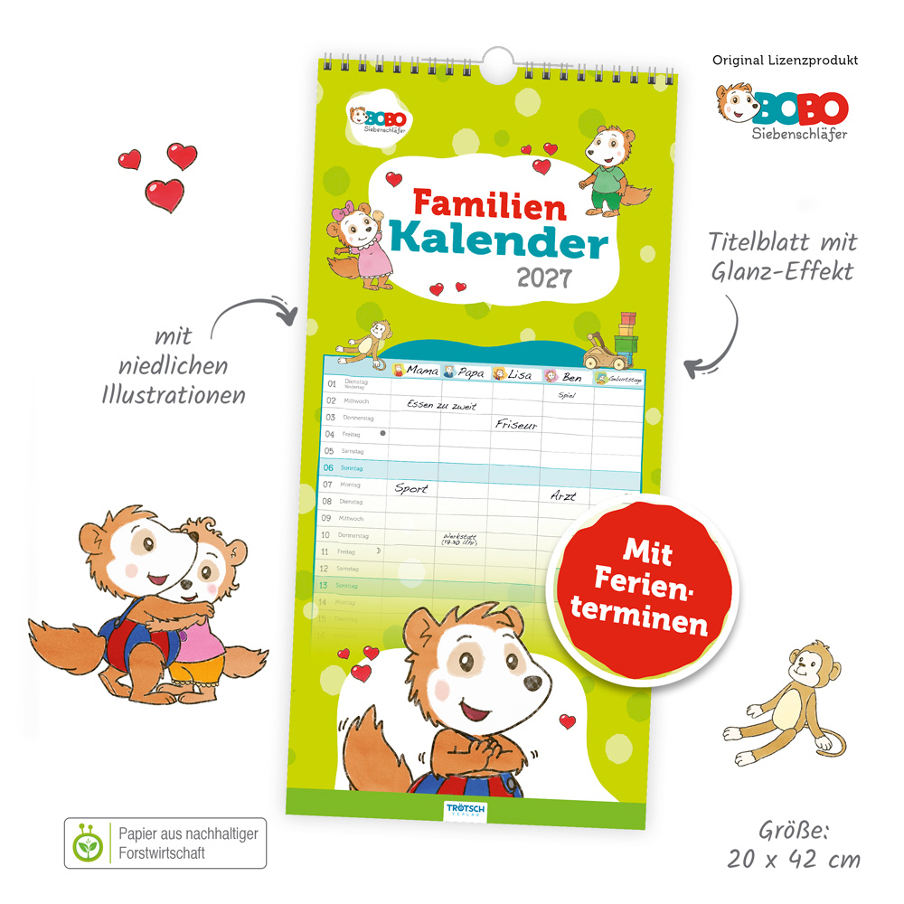 Weitere Ansicht: TRÖTSCH - Familienkalender Bobo Siebenschläfer 2027