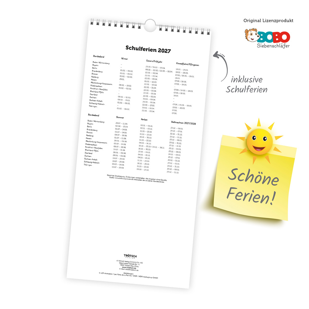 Weitere Ansicht: TRÖTSCH - Familienkalender Bobo Siebenschläfer 2027