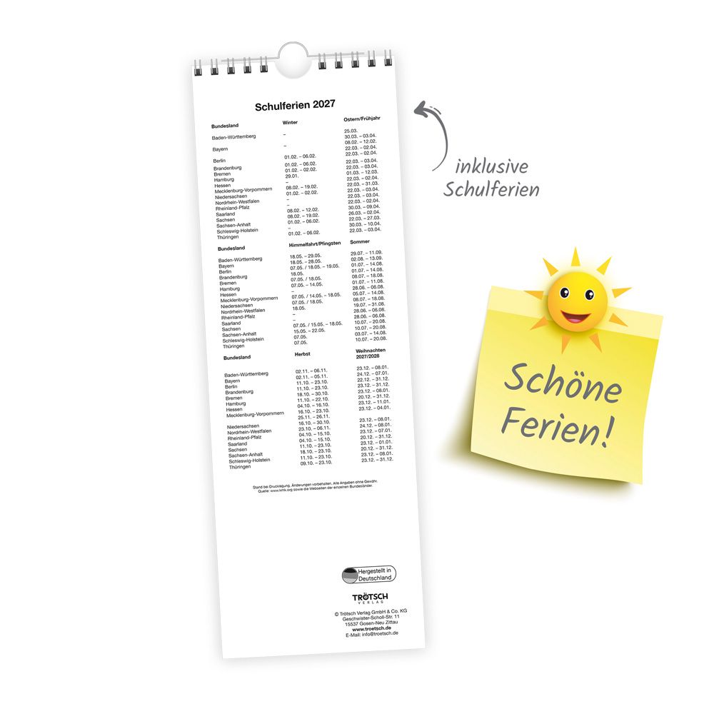 Weitere Ansicht: TRÖTSCH - Streifenkalender Katzen 2027 Notizkalender