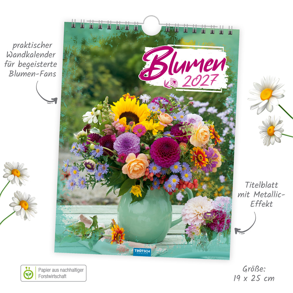 Weitere Ansicht: TRÖTSCH - Notizkalender zum Hängen Blumen 2027