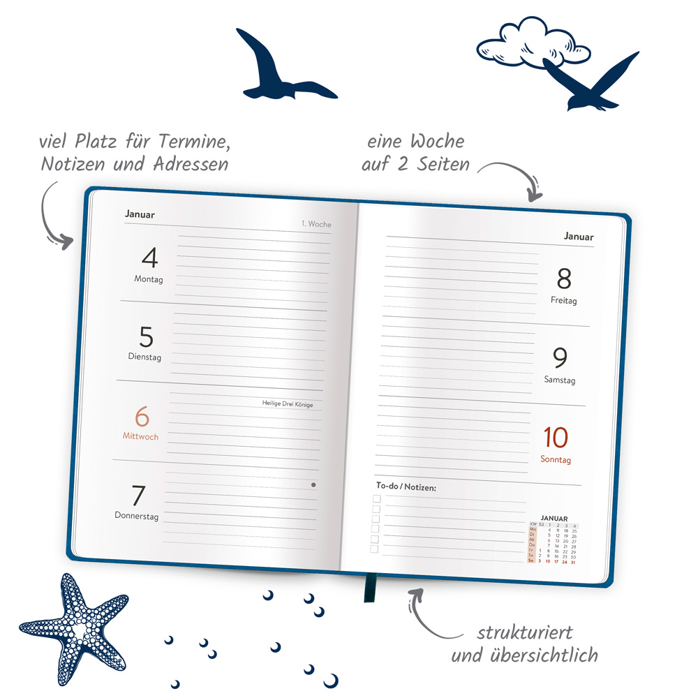 Weitere Ansicht: TRÖTSCH - Taschenkalender A6 Soft Touch Maritim 2027