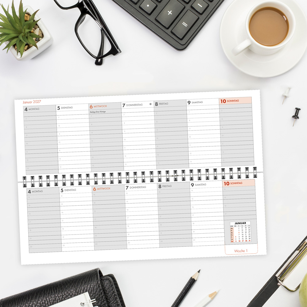 Weitere Ansicht: TRÖTSCH - Schreibtischquerkalender 2 (eine Woche 2 Seiten) 2027