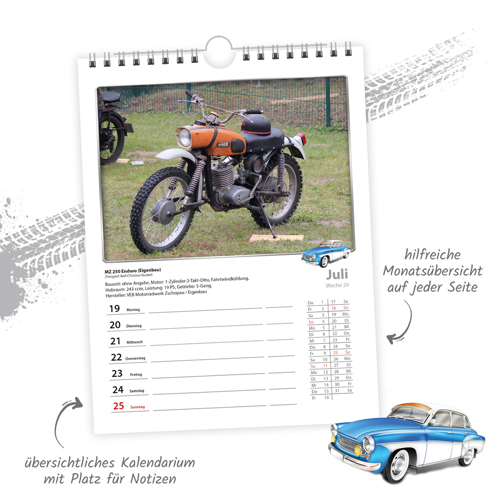 Weitere Ansicht: TRÖTSCH - Wochenkalender zum Hängen DDR-Fahrzeuge 2027