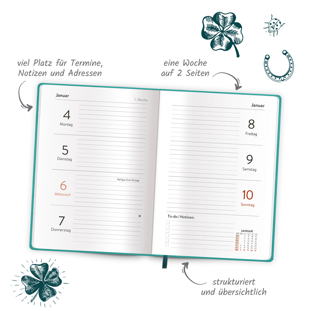 Weitere Ansicht: TRÖTSCH - Taschenkalender A6 Soft Touch Glück 2027