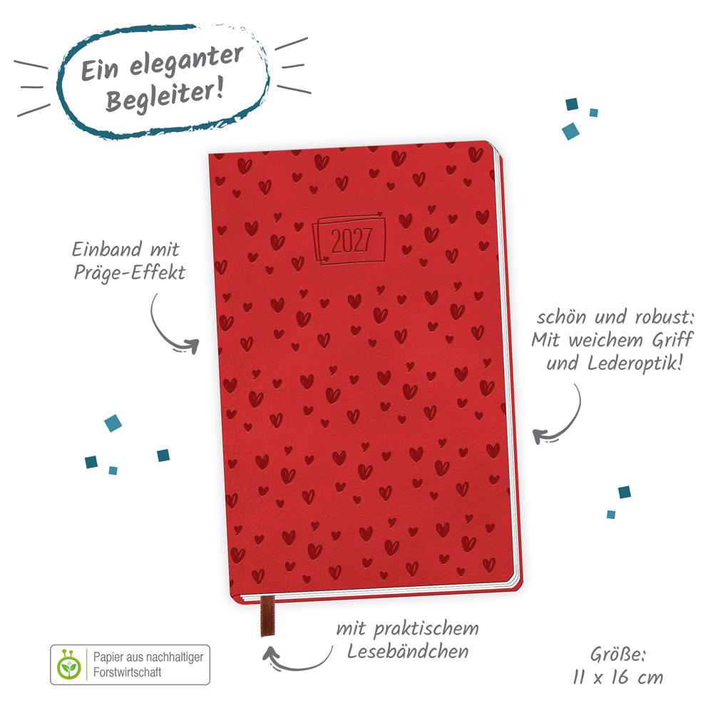 Weitere Ansicht: TRÖTSCH - Taschenkalender A6 Soft Touch Herzchen 2027