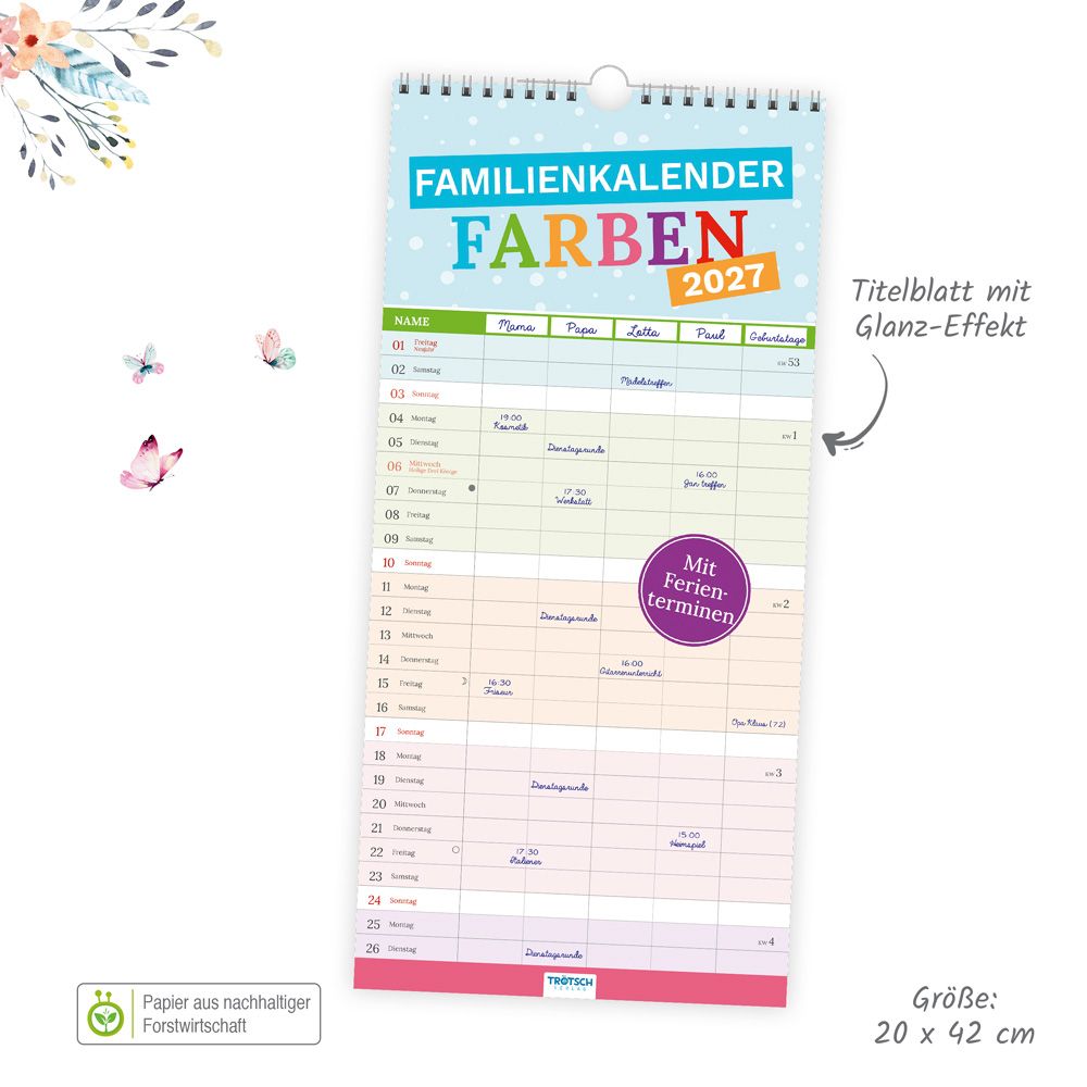 Weitere Ansicht: TRÖTSCH - Familienkalender Farben 2027