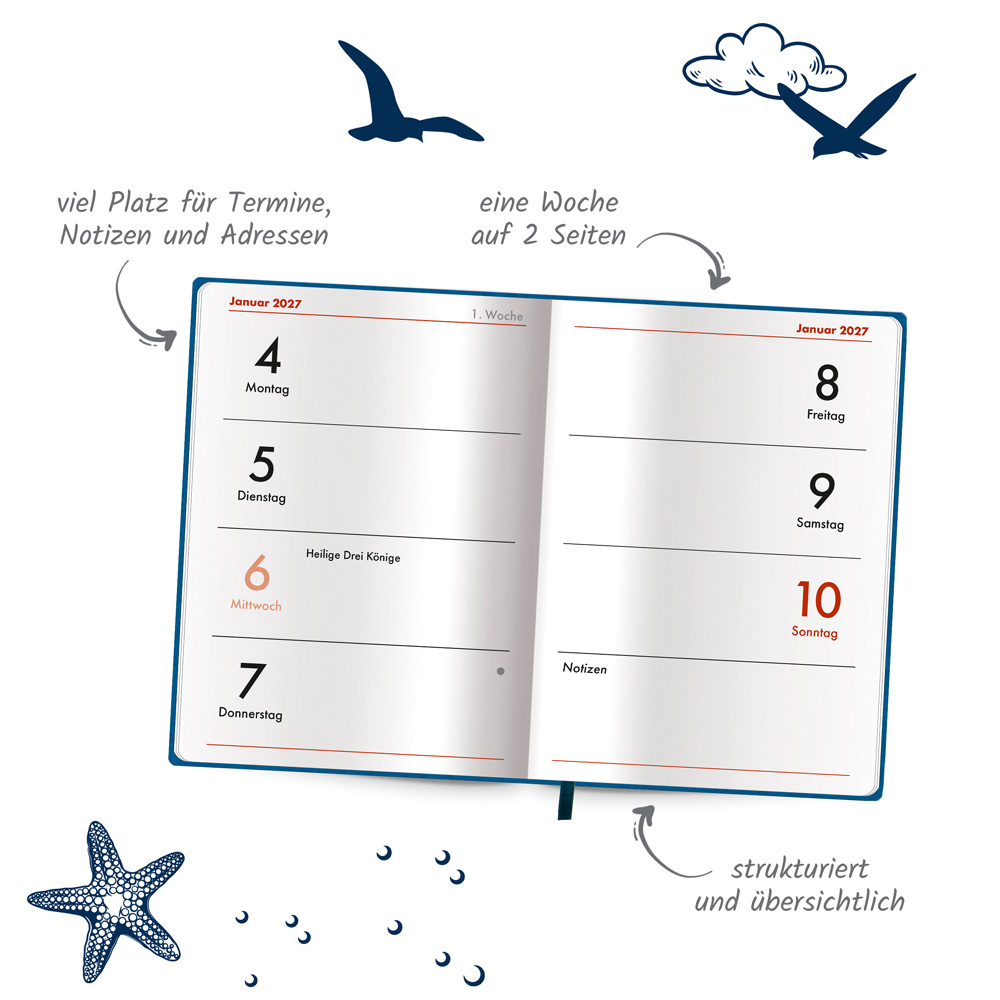 Weitere Ansicht: TRÖTSCH - Taschenkalender A7 Soft Touch Maritim 2027