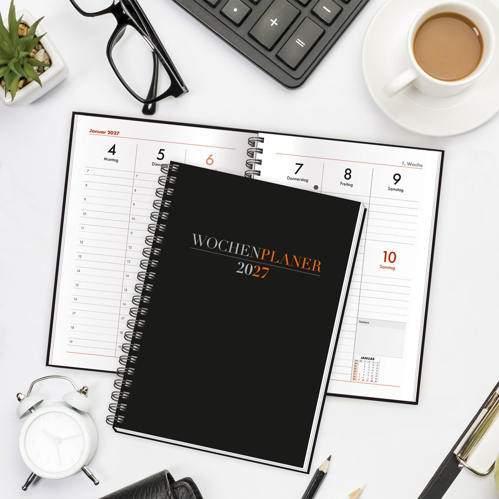 Weitere Ansicht: TRÖTSCH - Wochenplaner A5 mit Wire-O Schwarz 2027