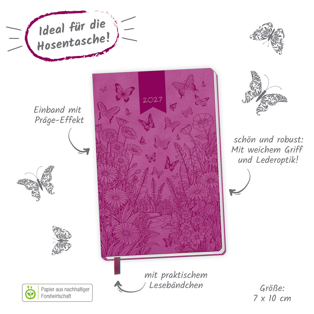 Weitere Ansicht: TRÖTSCH - Taschenkalender A7 Soft Touch Schmetterlinge 2027