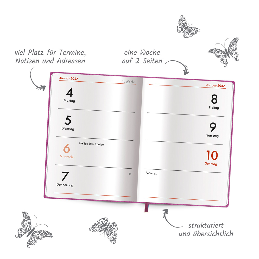 Weitere Ansicht: TRÖTSCH - Taschenkalender A7 Soft Touch Schmetterlinge 2027