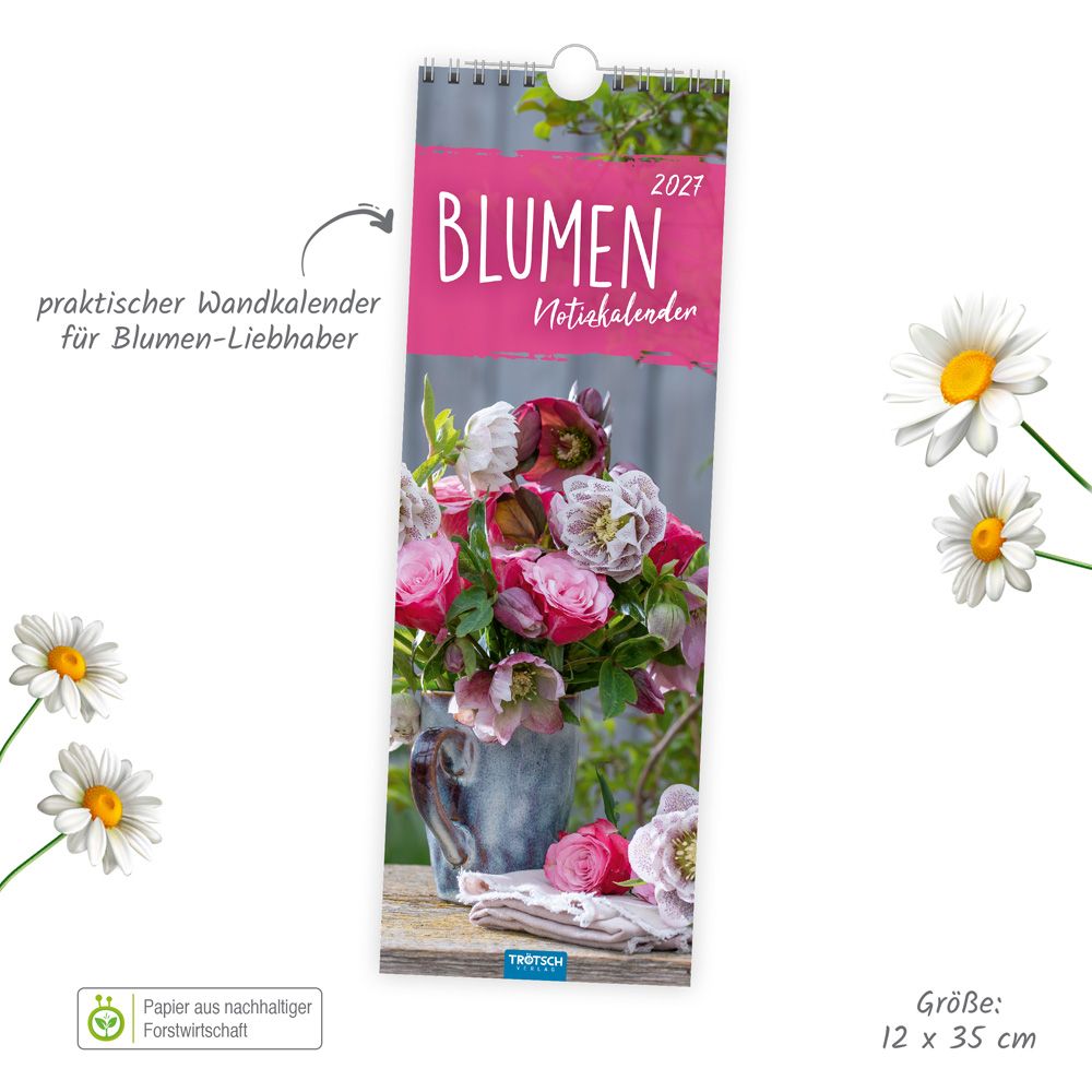 Weitere Ansicht: TRÖTSCH - Streifenkalender Blumen 2027 Notizkalender