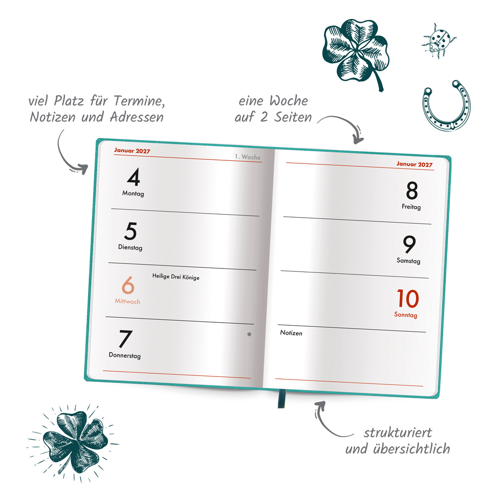 Weitere Ansicht: TRÖTSCH - Taschenkalender A7 Soft Touch Glück 2027