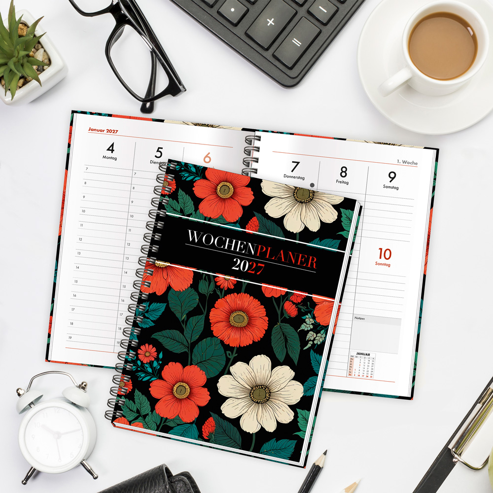 Weitere Ansicht: TRÖTSCH - Wochenplaner A5 mit Wire-O Blumen 2027