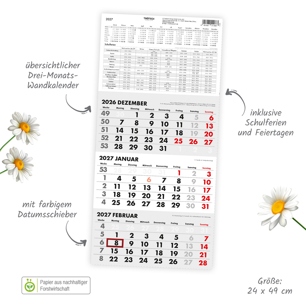 Weitere Ansicht: TRÖTSCH - Dreimonatskalender Drei-Monatskalender 2027