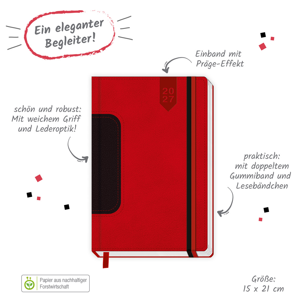 Weitere Ansicht: TRÖTSCH - Buchkalender A5 Rot 2027