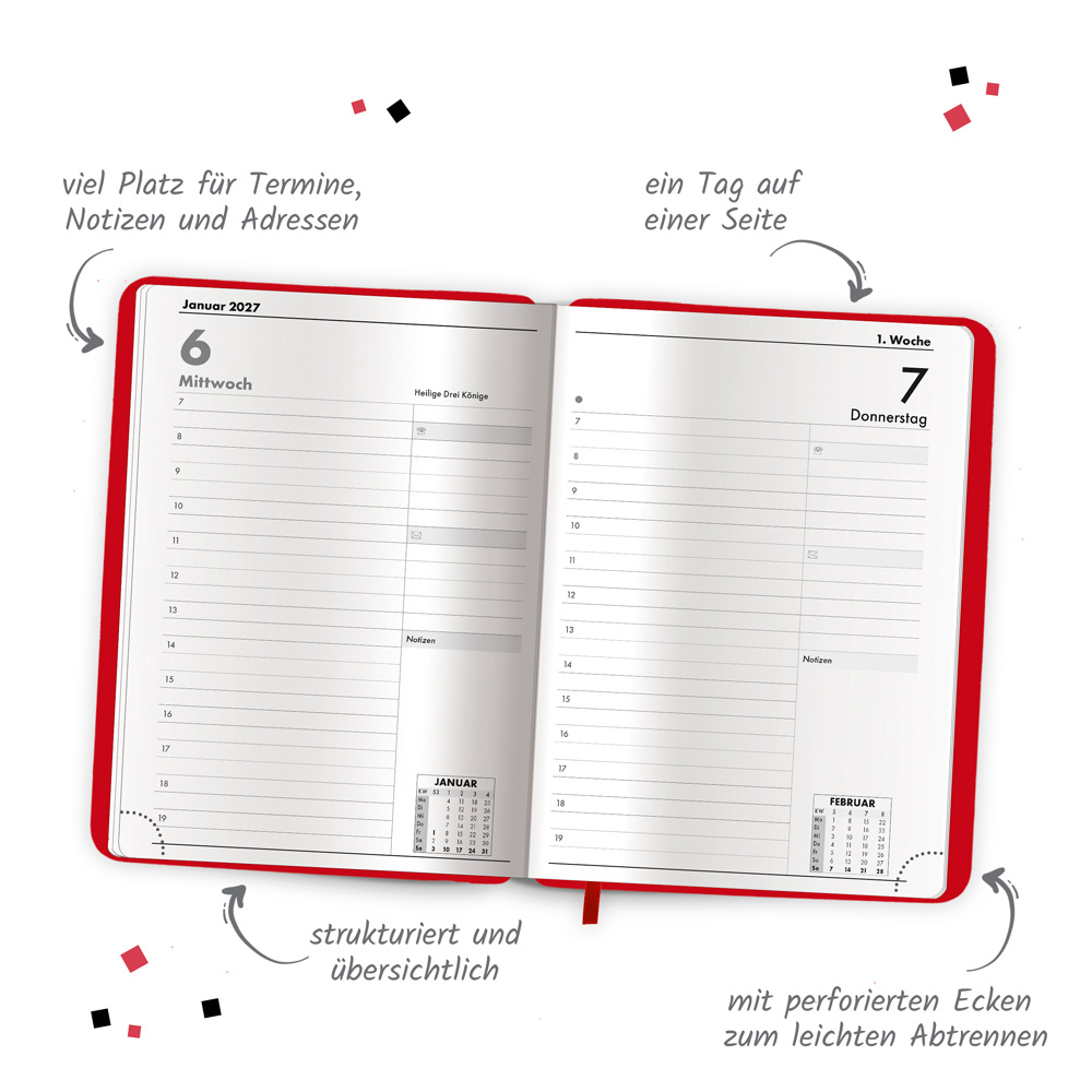 Weitere Ansicht: TRÖTSCH - Buchkalender A5 Rot 2027
