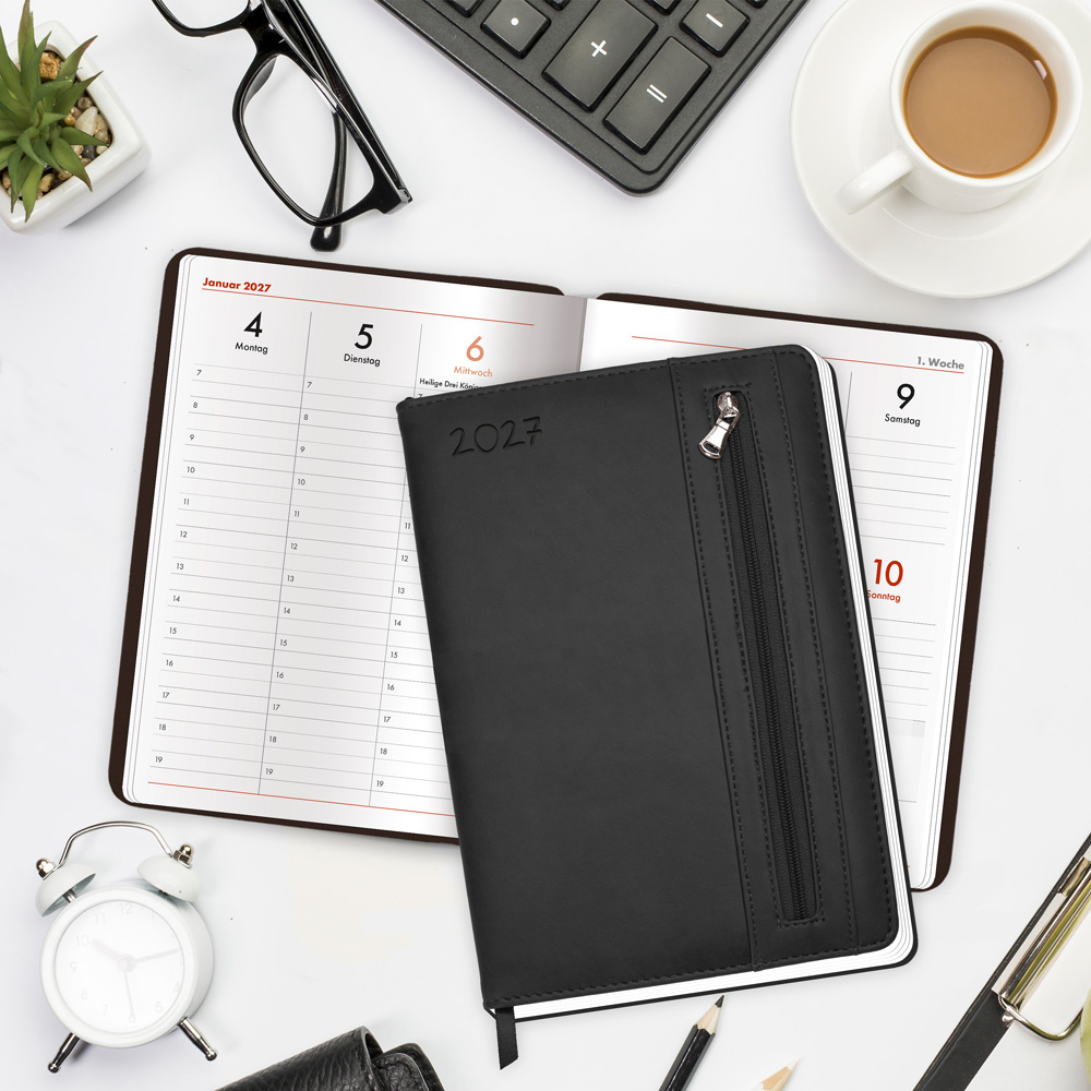 Weitere Ansicht: TRÖTSCH - Wochenplaner A5 mit Tasche Schwarz 2027