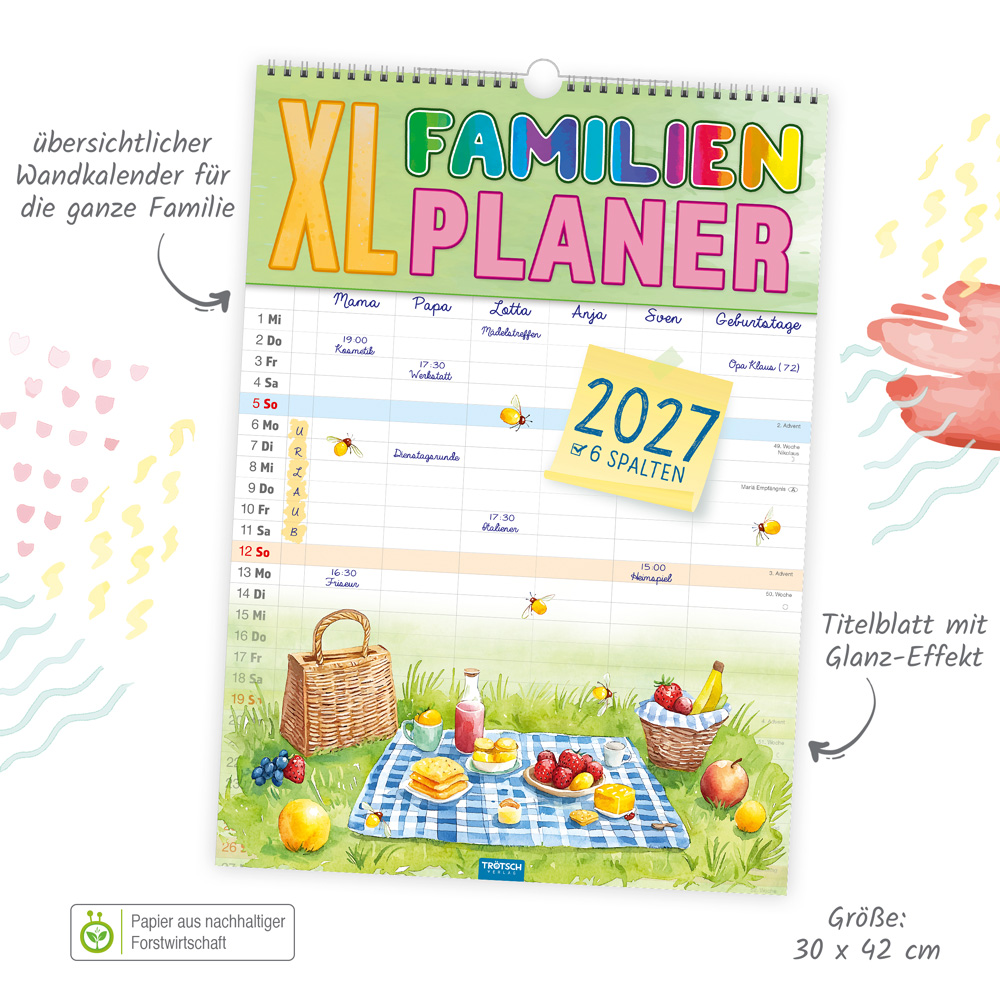 Weitere Ansicht: TRÖTSCH - Großbildkalender XL Familienplaner 2027 mit 6 Spalten