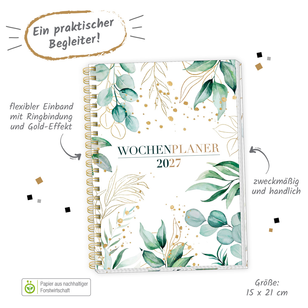 Weitere Ansicht: TRÖTSCH - Wochenplaner A5 mit Wire-O Modern 2027