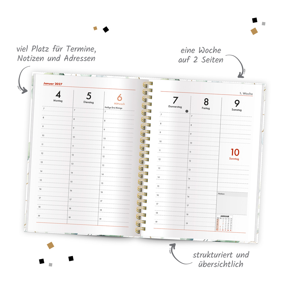 Weitere Ansicht: TRÖTSCH - Wochenplaner A5 mit Wire-O Modern 2027