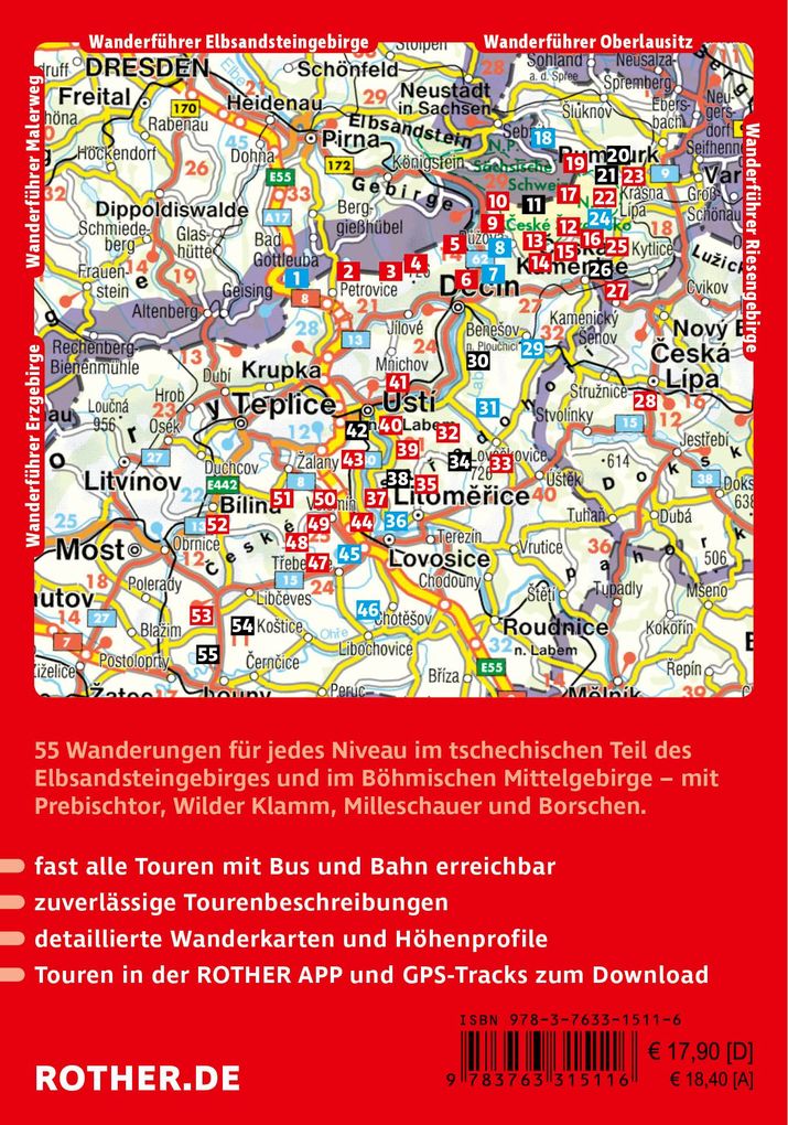 Weitere Ansicht: ROTHER Wanderführer Böhmische Schweiz. 55 Touren im tschechischen Teil des Elbsandsteingebirges - mit Böhmischem Mittelgebirge | Kaj Kinzel