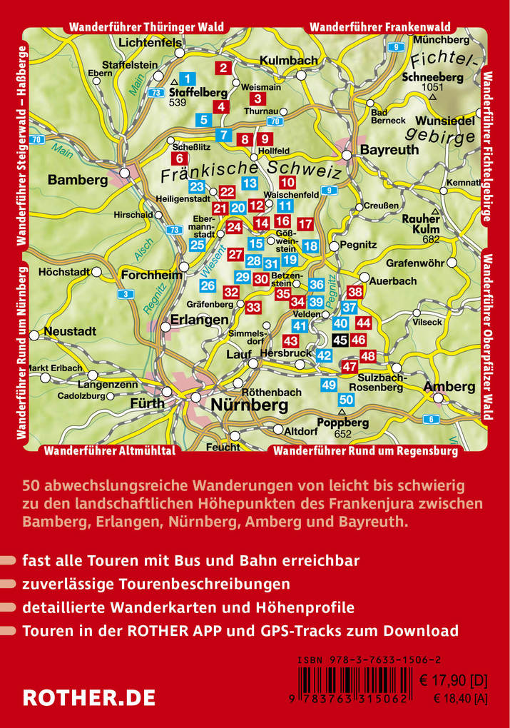 Weitere Ansicht: ROTHER Wanderführer Fränkische Schweiz. 50 Touren im Frankenjura - mit Oberem Maintal, Hersbrucker Schweiz und Nürnberger Land | Anette Köhler, Stefan Herbke