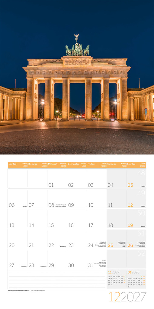 Weitere Ansicht: Deutschland Kalender 2027 - 30x30 - Art12 | Ackermann Kunstverlag GmbH