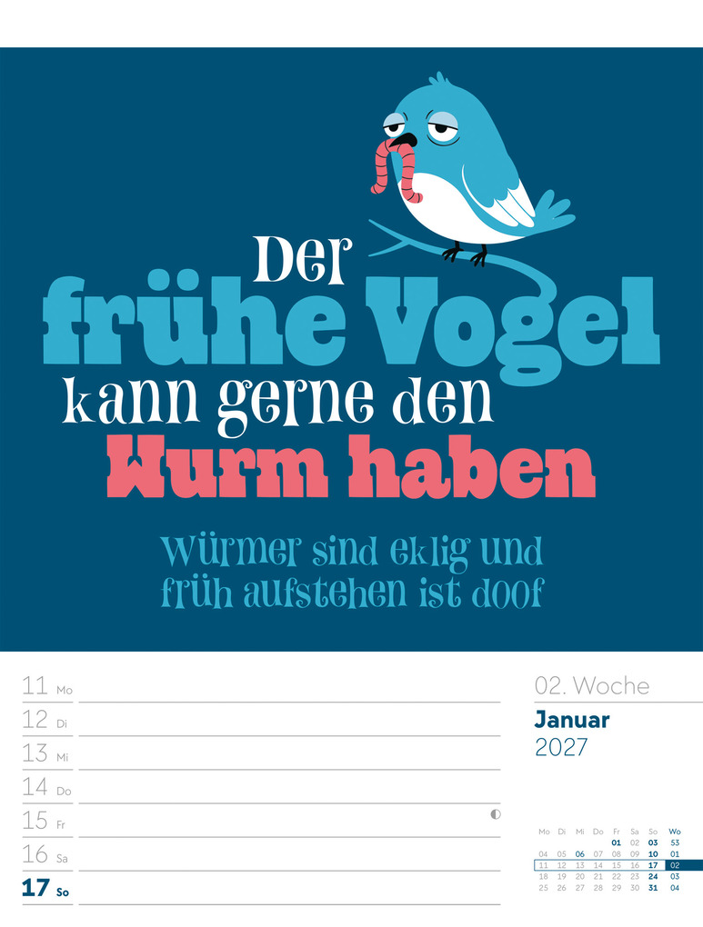 Weitere Ansicht: Klartext Sprüchekalender Wochenplaner 2027 | Ackermann Kunstverlag GmbH