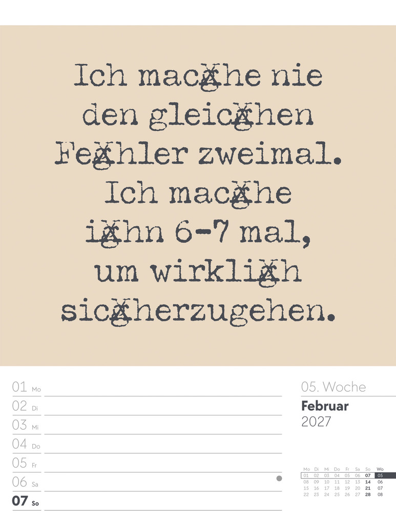 Weitere Ansicht: Klartext Sprüchekalender Wochenplaner 2027 | Ackermann Kunstverlag GmbH