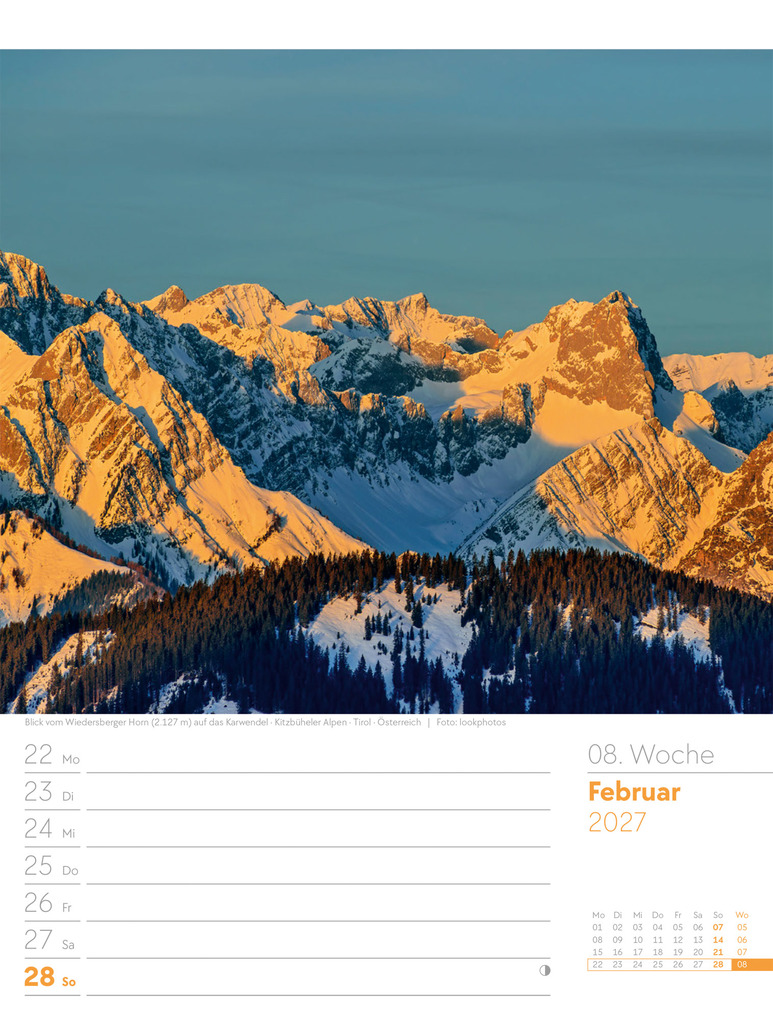 Weitere Ansicht: Faszination Alpenwelt Wochenplaner Kalender 2027 | Ackermann Kunstverlag GmbH