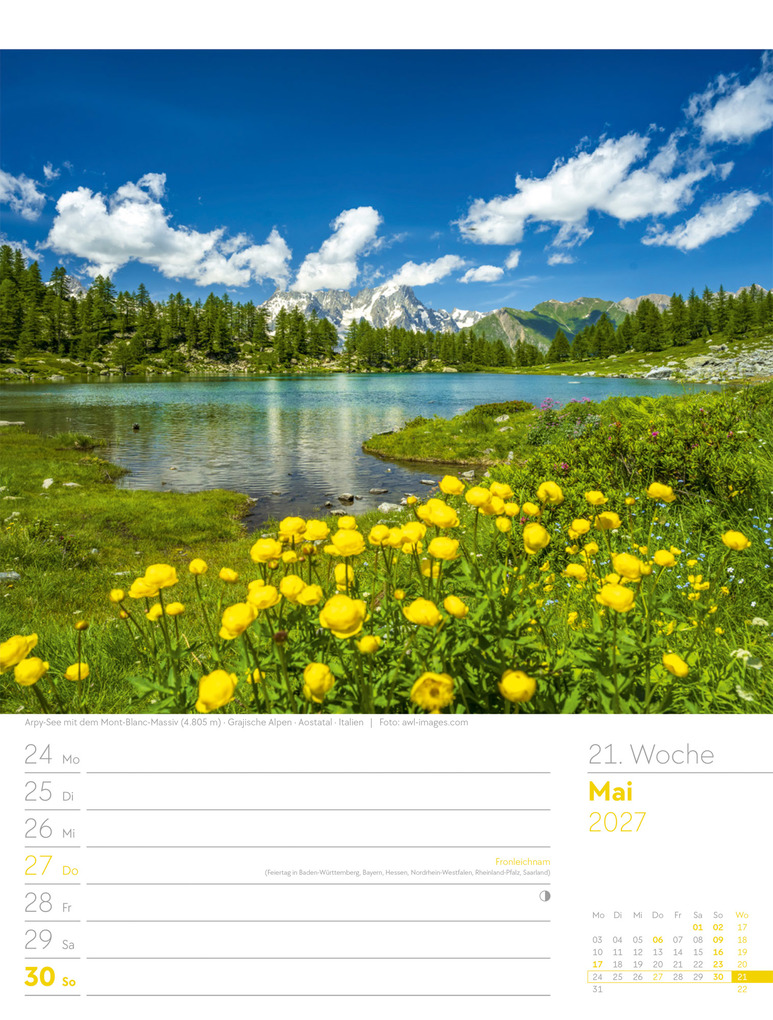 Weitere Ansicht: Faszination Alpenwelt Wochenplaner Kalender 2027 | Ackermann Kunstverlag GmbH