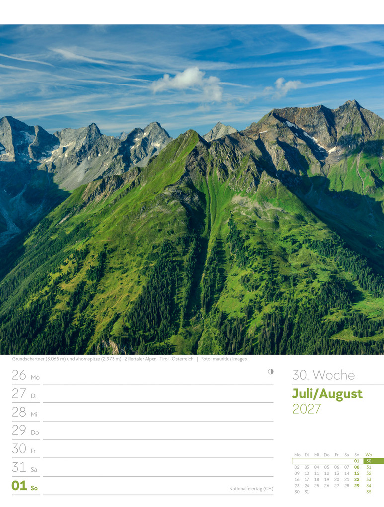 Weitere Ansicht: Faszination Alpenwelt Wochenplaner Kalender 2027 | Ackermann Kunstverlag GmbH