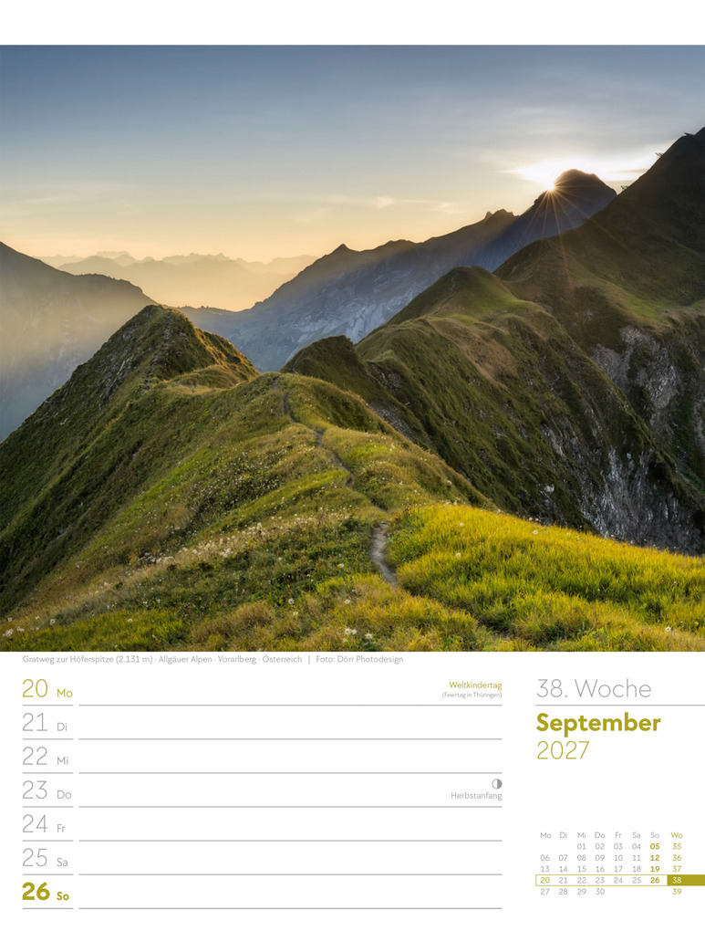 Weitere Ansicht: Faszination Alpenwelt Wochenplaner Kalender 2027 | Ackermann Kunstverlag GmbH
