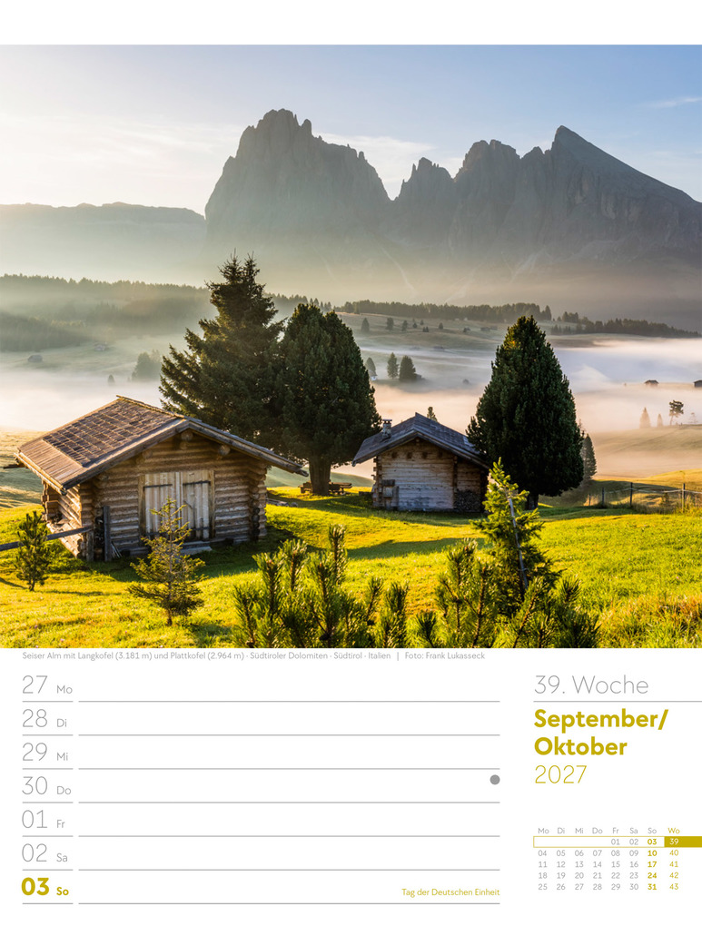 Weitere Ansicht: Faszination Alpenwelt Wochenplaner Kalender 2027 | Ackermann Kunstverlag GmbH
